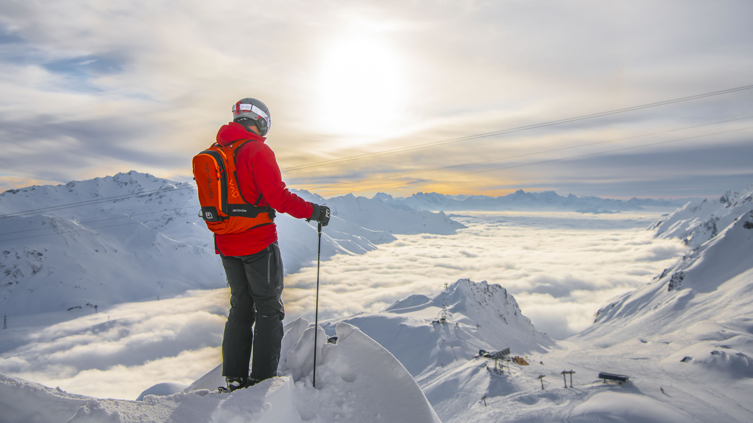 Skifahren in St. Anton: Blick von der Bergstation Schindlergratbahn